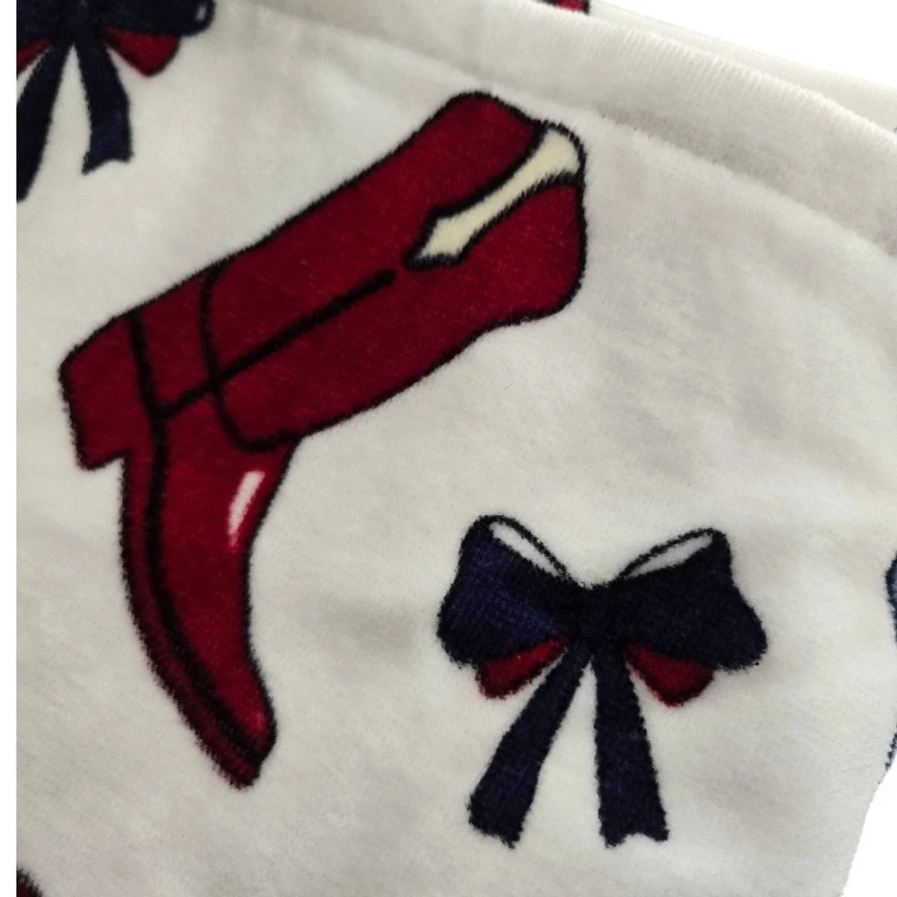 Truly Lou Beach Towel Unisex 36x72 White New Western Cowboy Boots Bows Stars